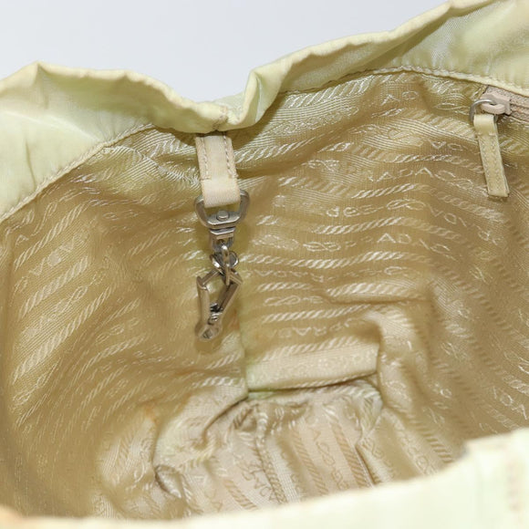 PRADA Hand Bag Nylon Ivory Silver Auth 148423