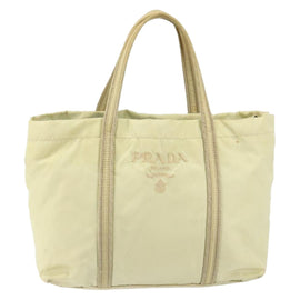 PRADA Hand Bag Nylon Ivory Silver Auth 148423 - 0