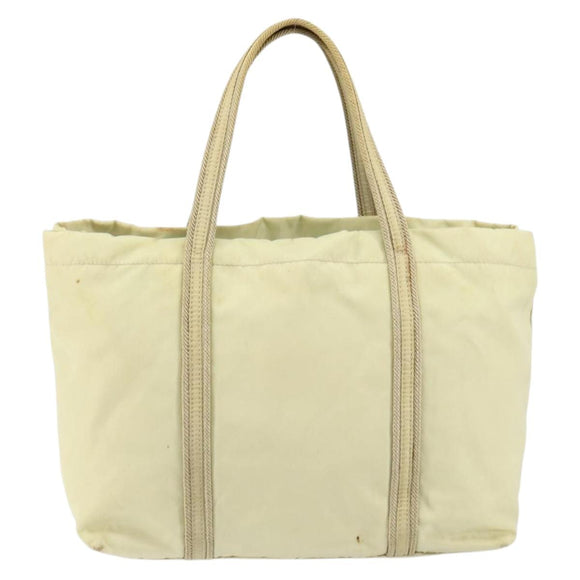PRADA Hand Bag Nylon Ivory Silver Auth 148423