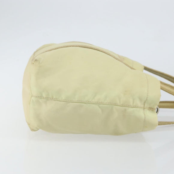 PRADA Hand Bag Nylon Ivory Silver Auth 148423