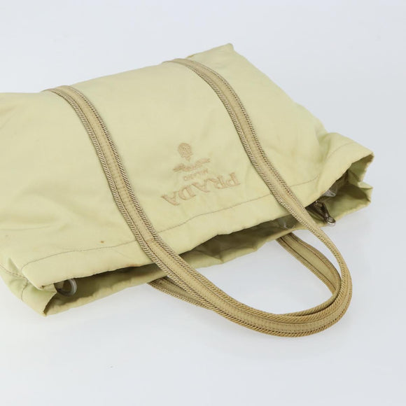 PRADA Hand Bag Nylon Ivory Silver Auth 148423