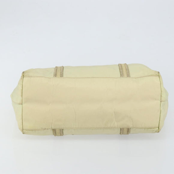 PRADA Hand Bag Nylon Ivory Silver Auth 148423