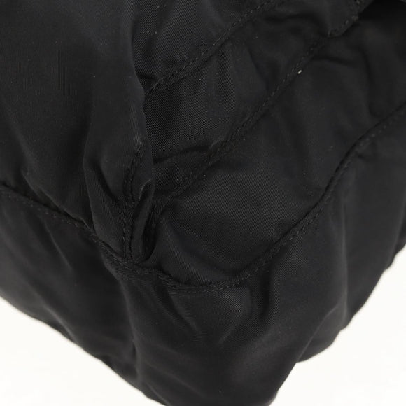 PRADA Shoulder Bag Nylon Black Silver Auth 148424