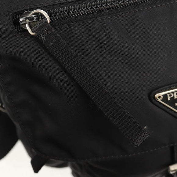 PRADA Shoulder Bag Nylon Black Silver Auth 148424