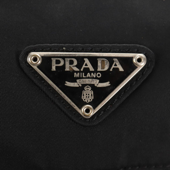 PRADA Shoulder Bag Nylon Black Silver Auth 148424