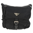PRADA Shoulder Bag Nylon Black Silver Auth 148424-13