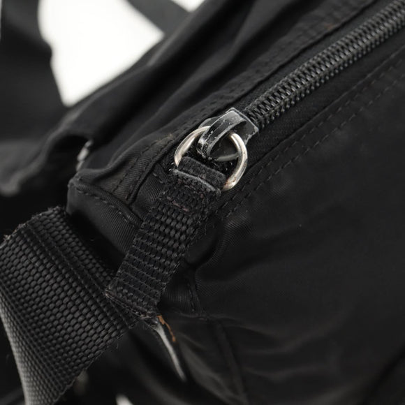 PRADA Shoulder Bag Nylon Black Silver Auth 148424