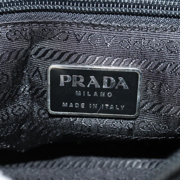 PRADA Shoulder Bag Nylon Black Silver Auth 148424