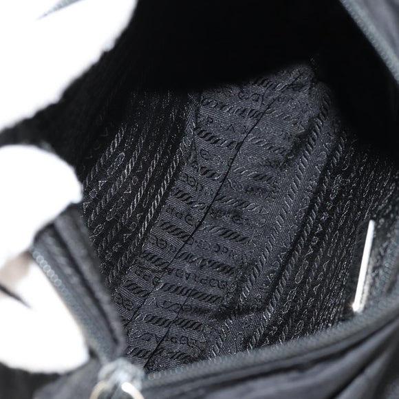 PRADA Shoulder Bag Nylon Black Silver Auth 148424