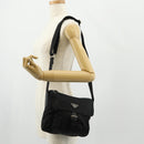 PRADA Shoulder Bag Nylon Black Silver Auth 148424-32