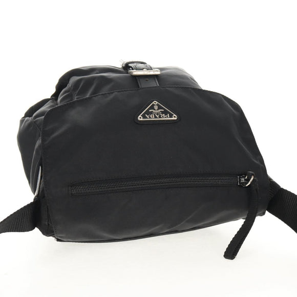 PRADA Shoulder Bag Nylon Black Silver Auth 148424