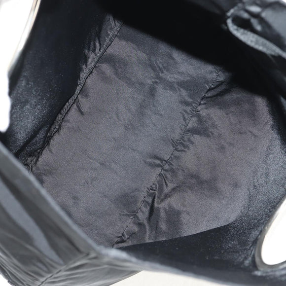 PRADA Hand Bag Nylon Black Silver Auth 148425