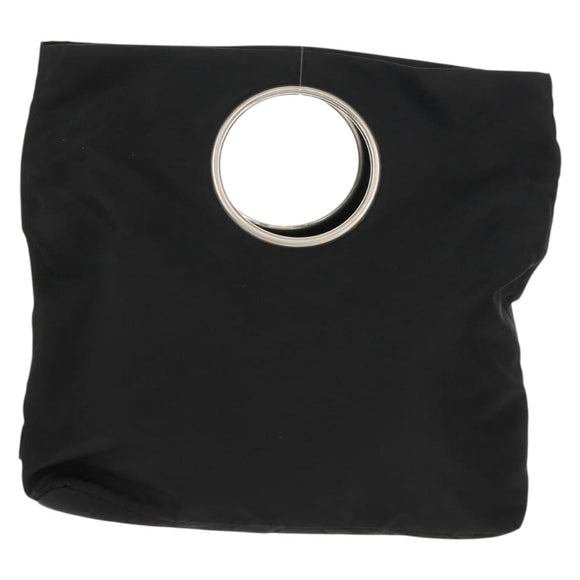 PRADA Hand Bag Nylon Black Silver Auth 148425