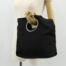PRADA Hand Bag Nylon Black Silver Auth 148425-22