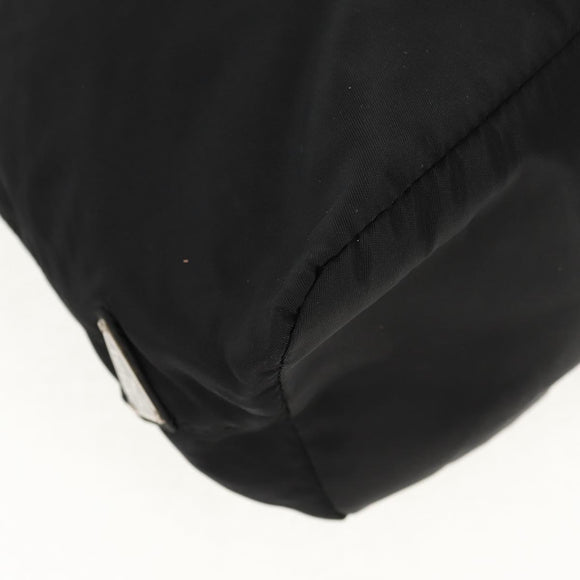 PRADA Hand Bag Nylon Black Silver Auth 148425