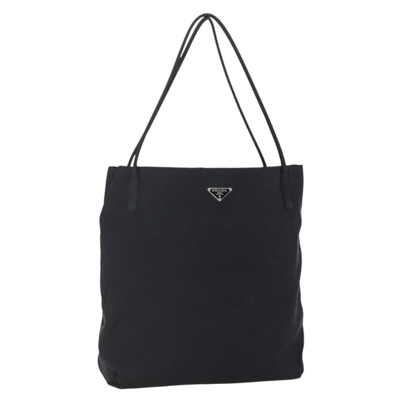 PRADA Tote Bag Nylon Black Silver Auth 148426