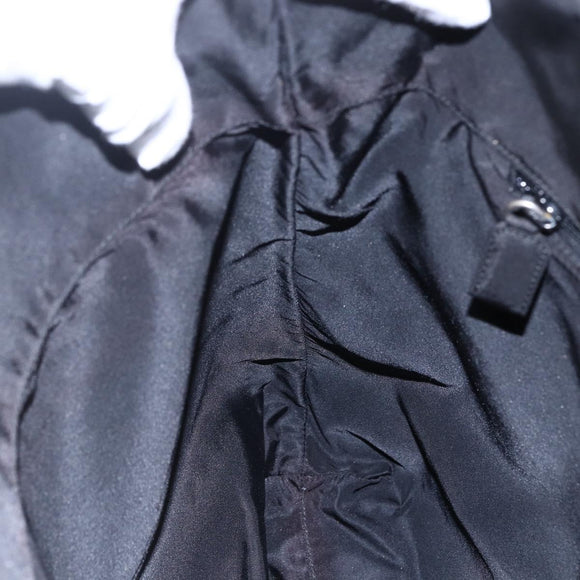 PRADA Tote Bag Nylon Black Silver Auth 148426