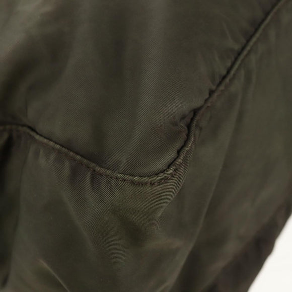 PRADA Shoulder Bag Nylon Khaki Silver Auth 148427