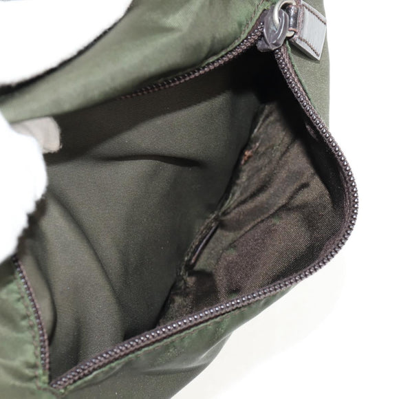 PRADA Shoulder Bag Nylon Khaki Silver Auth 148427
