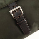 PRADA Shoulder Bag Nylon Khaki Silver Auth 148427-9
