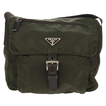 PRADA Shoulder Bag Nylon Khaki Silver Auth 148427 - 0