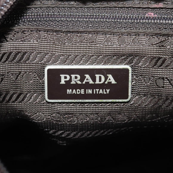 PRADA Shoulder Bag Nylon Khaki Silver Auth 148427