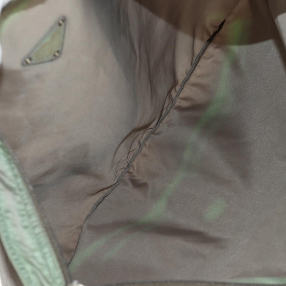 PRADA Tote Bag Nylon Khaki Silver Auth 148428