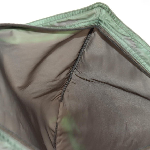 PRADA Tote Bag Nylon Khaki Silver Auth 148428