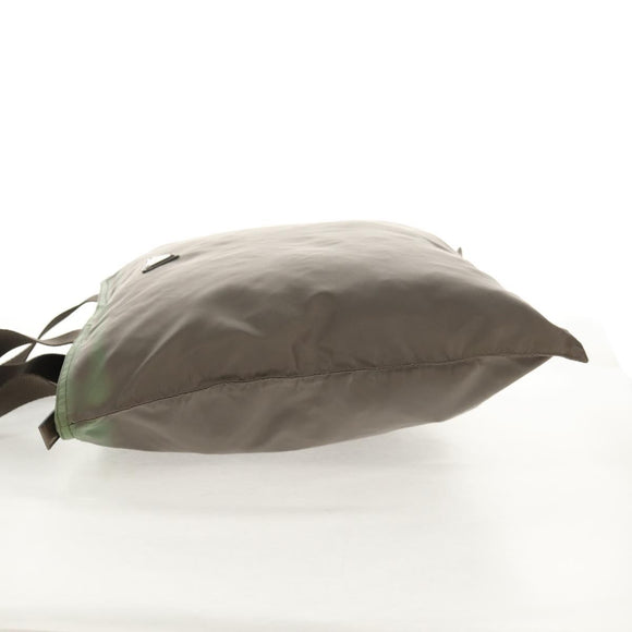 PRADA Tote Bag Nylon Khaki Silver Auth 148428