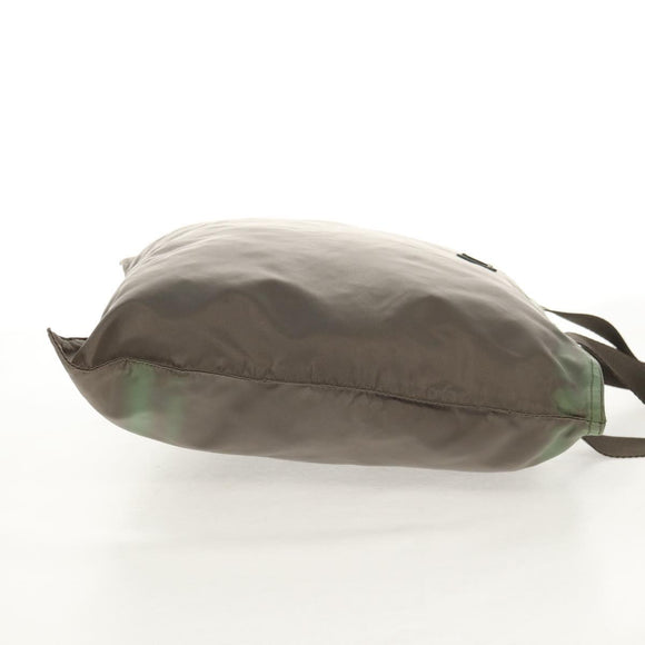 PRADA Tote Bag Nylon Khaki Silver Auth 148428