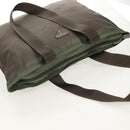 PRADA Tote Bag Nylon Khaki Silver Auth 148428-7