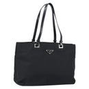PRADA Tote Bag Nylon Black Silver Auth 148430-1