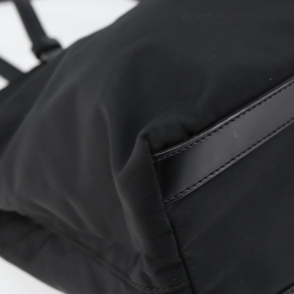 PRADA Tote Bag Nylon Black Silver Auth 148430
