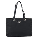 PRADA Tote Bag Nylon Black Silver Auth 148430-13