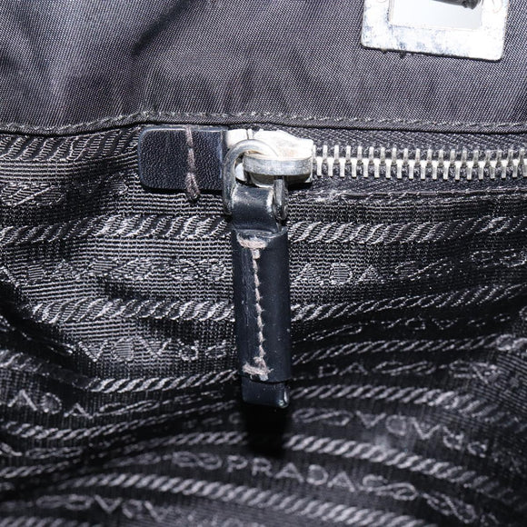 PRADA Tote Bag Nylon Black Silver Auth 148430