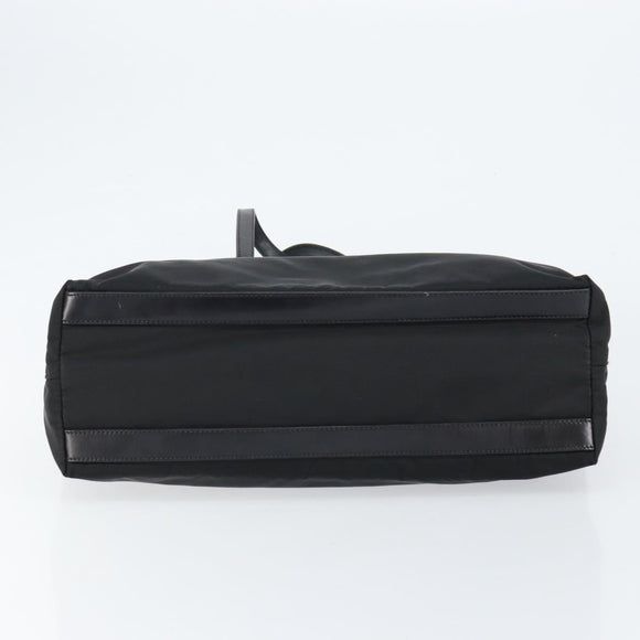 PRADA Tote Bag Nylon Black Silver Auth 148430