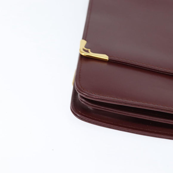 CARTIER Must Line Shoulder Bag Leather Bordeaux Gold Auth 148432