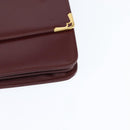 CARTIER Must Line Shoulder Bag Leather Bordeaux Gold Auth 148432-13