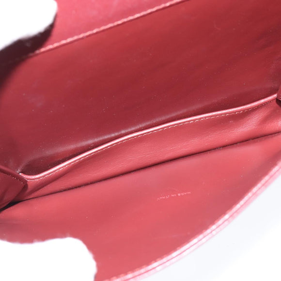 CARTIER Must Line Shoulder Bag Leather Bordeaux Gold Auth 148432