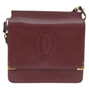CARTIER Must Line Shoulder Bag Leather Bordeaux Gold Auth 148432-2