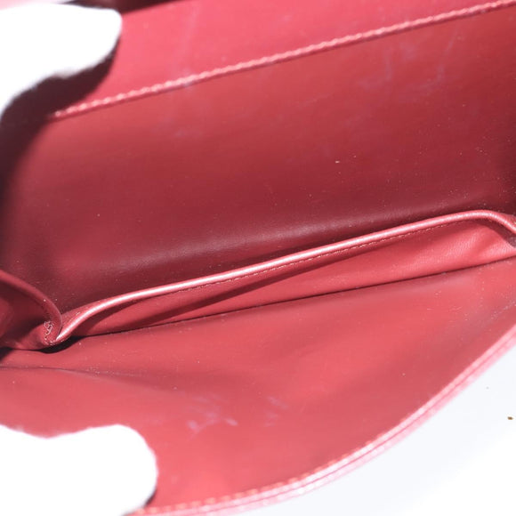 CARTIER Must Line Shoulder Bag Leather Bordeaux Gold Auth 148432