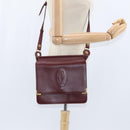 CARTIER Must Line Shoulder Bag Leather Bordeaux Gold Auth 148432-23