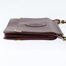 CARTIER Must Line Shoulder Bag Leather Bordeaux Gold Auth 148432-5
