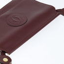 CARTIER Must Line Shoulder Bag Leather Bordeaux Gold Auth 148432-6