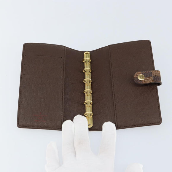 LOUIS VUITTON Damier Ebene Agenda PM Day Planner Cover R20700 LV Auth 148433