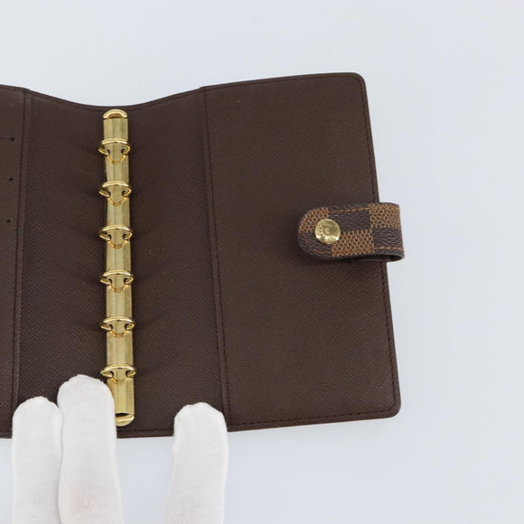LOUIS VUITTON Damier Ebene Agenda PM Day Planner Cover R20700 LV Auth 148433A