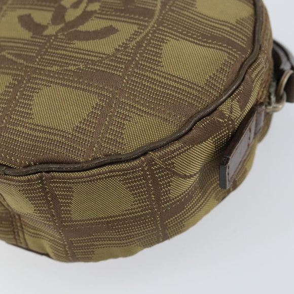 CHANEL New Travel line Pouch Nylon Beige CC Auth 148436