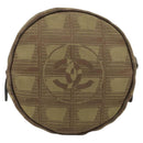 CHANEL New Travel line Pouch Nylon Beige CC Auth 148436-3