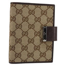 GUCCI GG Canvas Day Planner Cover Beige Silver 115240 Auth 148437-1