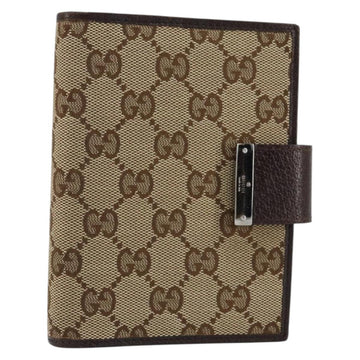 GUCCI GG Canvas Day Planner Cover Beige Silver 115240 Auth 148437